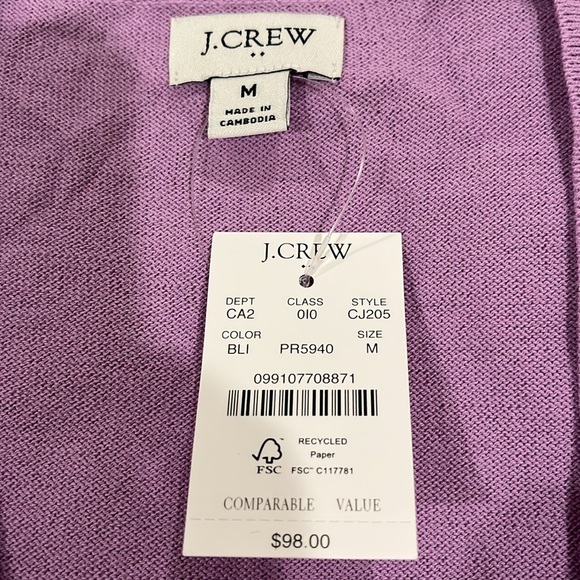 J. Crew Bright Lilac Tie-front Cardigan Sweater/NWT/M - Picture 4 of 9